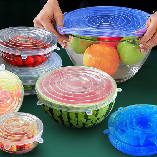 6 Pcs Stretchable Silicone Food Covers – Universal Bowl Lids